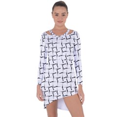 Precision Pursuit: Hunting Motif Black And White Pattern Asymmetric Cut-out Shift Dress by dflcprintsclothing