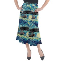 Star Trek Starship The Starry Night Van Gogh Midi Mermaid Skirt by Semog4