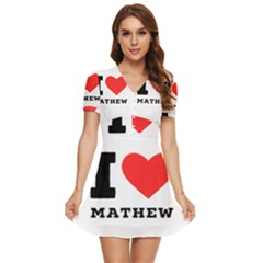 I Love Mathew V-neck High Waist Chiffon Mini Dress by ilovewhateva