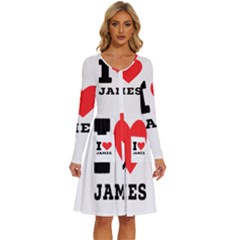 I Love James Long Sleeve Dress With Pocket by ilovewhateva