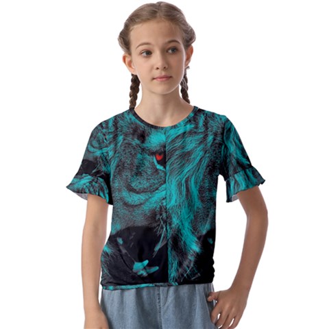 Angry Male Lion Predator Carnivore Kids  Cuff Sleeve Scrunch Bottom Tee by Semog4