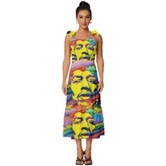 Psychedelic Rock Jimi Hendrix Tie-strap Tiered Midi Chiffon Dress by Semog4