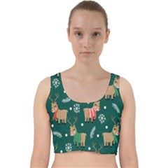 Cute Christmas Pattern Doodle Velvet Racer Back Crop Top by Semog4