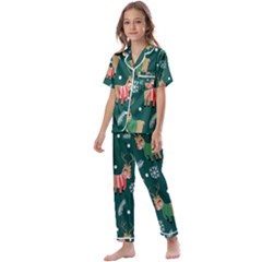 Cute Christmas Pattern Doodle Kids  Satin Short Sleeve Pajamas Set by Semog4