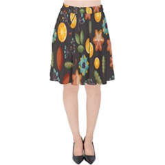 Christmas Seamless Pattern Velvet High Waist Skirt by Semog4