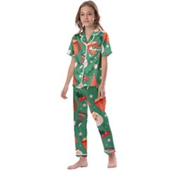 Colorful Funny Christmas Pattern Kids  Satin Short Sleeve Pajamas Set by Semog4