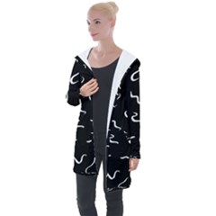 Scribbles Lines Drawing Picture Longline Hooded Cardigan by Semog4