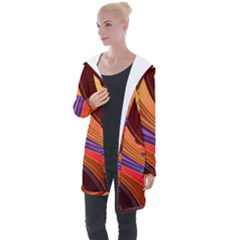 Abstract Colorful Background Wavy Longline Hooded Cardigan by Semog4