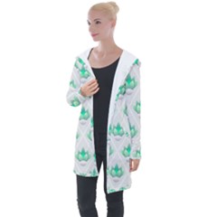 Plant Pattern Green Leaf Flora Longline Hooded Cardigan by Semog4