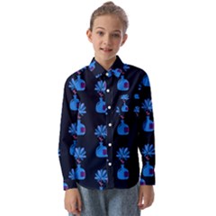 Flower Vase Pattern Kids  Long Sleeve Shirt by Ravend