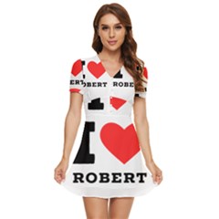 I Love Robert V-neck High Waist Chiffon Mini Dress by ilovewhateva