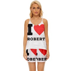 I Love Robert V-neck Satin Pajamas Set by ilovewhateva