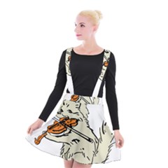 Cat Playing The Violin Art Suspender Skater Skirt by oldshool