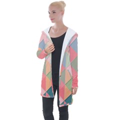 Background Geometric Triangle Longline Hooded Cardigan by Semog4