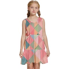 Background Geometric Triangle Kids  Sleeveless Tiered Mini Dress by Semog4