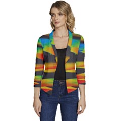 Colorful Background Women s Casual 3/4 Sleeve Spring Jacket by Semog4