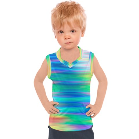 Wave Rainbow Bright Texture Kids  Sport Tank Top by Semog4