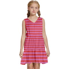 Stripes-striped-design-pattern Kids  Sleeveless Tiered Mini Dress by Semog4