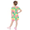 Checkerboard-pastel-squares- Kids  Short Sleeve Velvet Dress View2