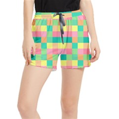 Checkerboard-pastel-squares- Women s Runner Shorts by Semog4