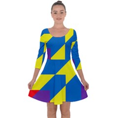 Colorful-red-yellow-blue-purple Quarter Sleeve Skater Dress by Semog4