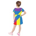 Colorful-red-yellow-blue-purple Kids  Short Sleeve Velvet Dress View2