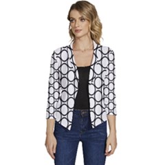 Black-pattern-halftone-wallpaper Women s Casual 3/4 Sleeve Spring Jacket by Semog4