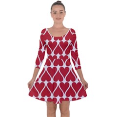 Hearts-pattern-seamless-red-love Quarter Sleeve Skater Dress by Semog4