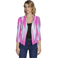 Geometric-3d-design-pattern-pink Women s Casual 3/4 Sleeve Spring Jacket by Semog4