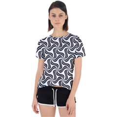 Soft-pattern-repeat-monochrome Open Back Sport Tee by Semog4