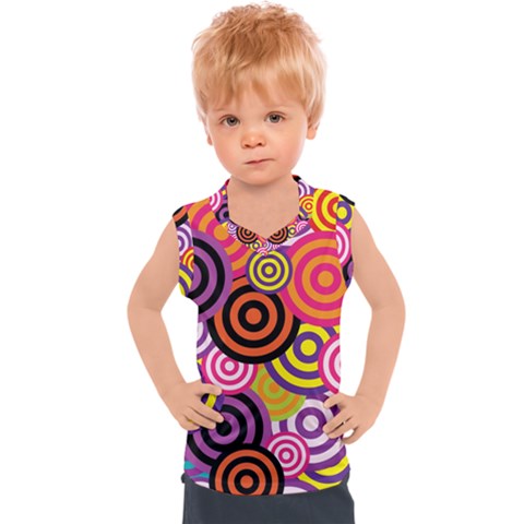 Abstract-circles-background-retro Kids  Sport Tank Top by Semog4