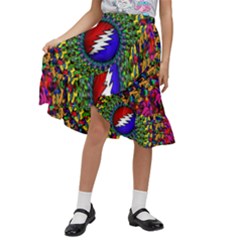 Grateful Dead Kids  Ruffle Flared Wrap Midi Skirt by Semog4