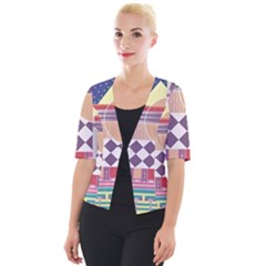 Abstract Shape Color Gradient Cropped Button Cardigan by Semog4