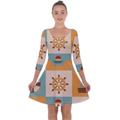 Nautical Elements Collection Quarter Sleeve Skater Dress by Semog4