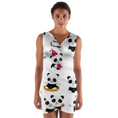 Playing Pandas Cartoons Wrap Front Bodycon Dress by Semog4