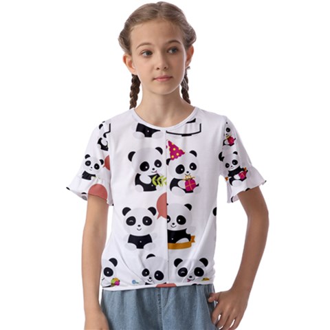 Playing Pandas Cartoons Kids  Cuff Sleeve Scrunch Bottom Tee by Semog4