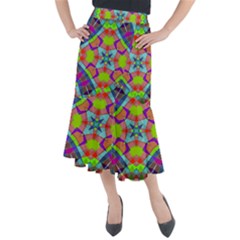 Farbenpracht Kaleidoscope Pattern Midi Mermaid Skirt by Semog4