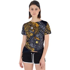 Yin Yang Owl Doodle Ornament Illustration Open Back Sport Tee by Semog4