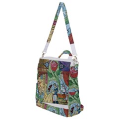 Stained Glass Rose Flower Crossbody Backpack by Salman4z