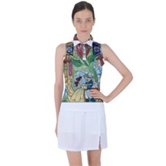 Stained Glass Rose Flower Women s Sleeveless Polo Tee by Salman4z