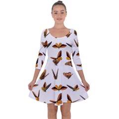 Butterfly Butterflies Insect Swarm Quarter Sleeve Skater Dress by Salman4z