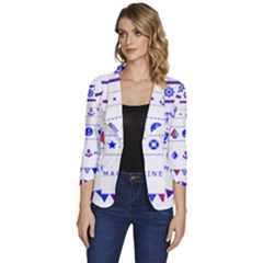 Marine Nautical Clip Art Women s One-button 3/4 Sleeve Short Jacket