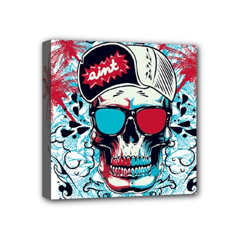 That Cool Graffiti Skull Mini Canvas 4  X 4  (stretched) by Salman4z
