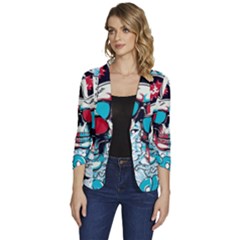 That Cool Graffiti Skull Women s One-button 3/4 Sleeve Short Jacket by Salman4z