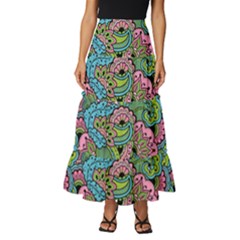 Background Texture Paisley Pattern Tiered Ruffle Maxi Skirt by Salman4z