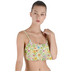 Nature Doodle Art Trees Birds Owl Children Pattern Multi Colored Layered Top Bikini Top  by Salman4z