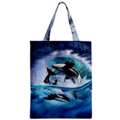 Orca Wave Water Underwater Zipper Classic Tote Bag by Salman4z