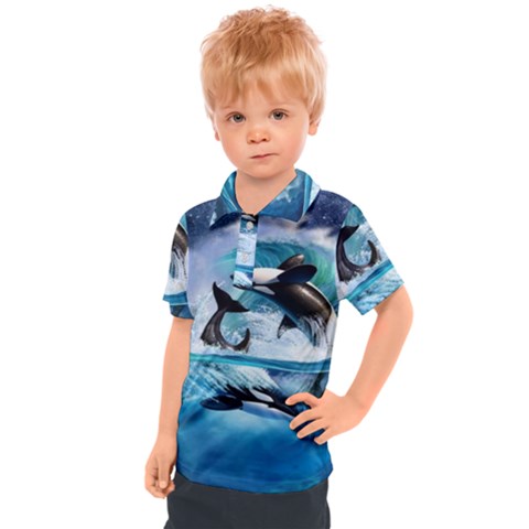 Orca Wave Water Underwater Kids  Polo Tee by Salman4z