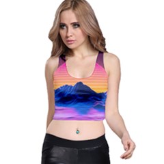 Sun Ultra Artistic 3d Illustration Sunset Racer Back Crop Top by Salman4z