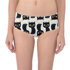 Black Cats And Dots Koteto Cat Pattern Kitty Mid-waist Bikini Bottoms by Salman4z